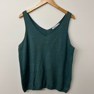 RICKIS, Blue, Knit/Linen, Tank Top, V Neck, Size Large